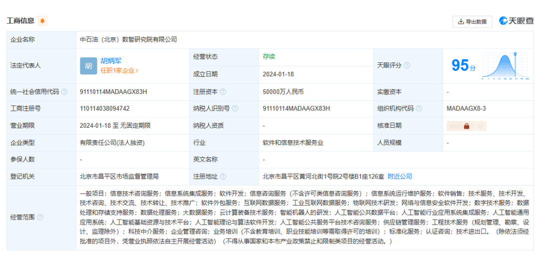 中石油成立新公司！业务含智能机器人研发！